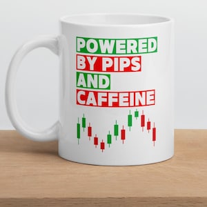 Caneca de café Forex Trader com sementes e cafeína – gráfico de velas Forex divertido para day traders, investidores e amantes de finanças