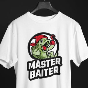 Funny Fishing Shirt - Master Baiter Fishing T-Shirt - Offensive, Ironic, Gifts for Men - Bass Fishing Tee, Dad Gift - Adult Humour