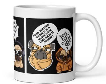 Taza de café con cómic de carlino: regalo para amantes de los carlinos