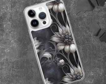 Gothic Phone Case Whimsigoth pattern Goth Phone Case Spooky Flower Phone Cover Fit for iPhone 14 11 Pro 12 13 XR XS X