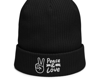 Peace Sign Beanie - Embroidered Beanie Hat With a Peace Sign - a