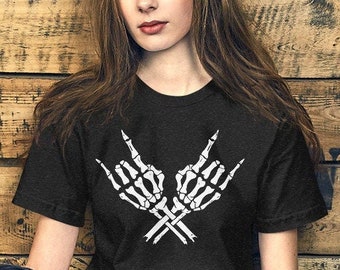 Skelett Hand Shirt - Gekreuzte Hände Halloween Shirt - Lustiges Skelett Hand Halloween T Shirt Unisex T-Shirt