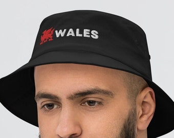 Wales Gift - custom Welsh Embroidered Bucket Hat  ideal Welsh Gift For proud Welsh Souvenir