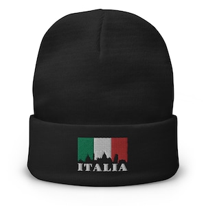 Italian Flag Embroidered Beanie - Italy Souvenir Gift - Warm Winter Hat - Italian Heritage  - Stylish Men&#39;s Headwear - Premium Quality