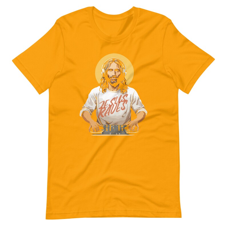 Funny Jesus DJ T-Shirt, Christian Humor Apparel, Religious Party Tee, Gospel Music Lover Gift, Humorous Faith Clothing, Church Fun Wear
