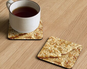Der Oatcake Kork-Rücken-Untersetzer von Staffordshire, ein einzigartiges Untersetzer-Set ein witziges Geschenk für einen Oatcake-Fan