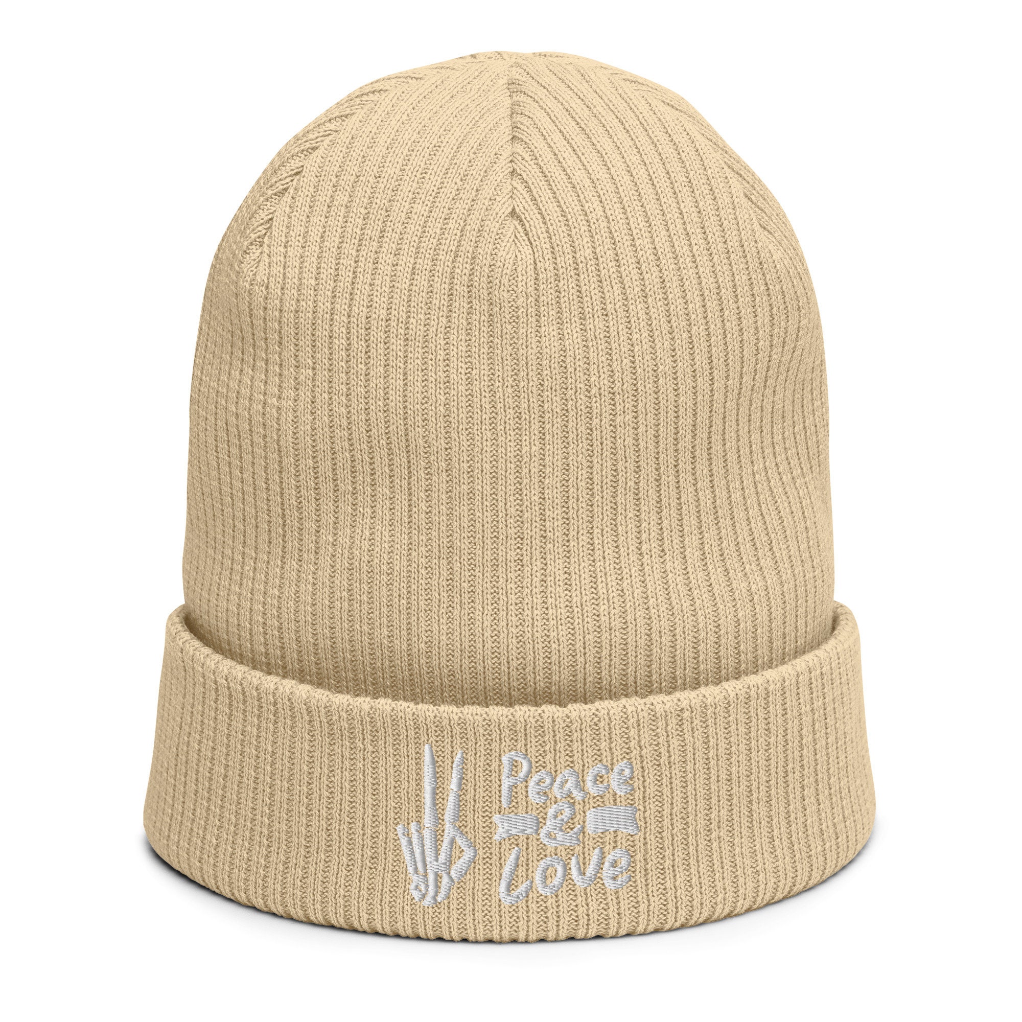 Peace Sign Beanie - Embroidered Beanie Hat With a Peace Sign - a