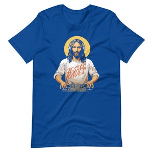 Funny Jesus DJ T-Shirt, Christian Humor Apparel, Religious Party Tee, Gospel Music Lover Gift, Humorous Faith Clothing, Church Fun Wear