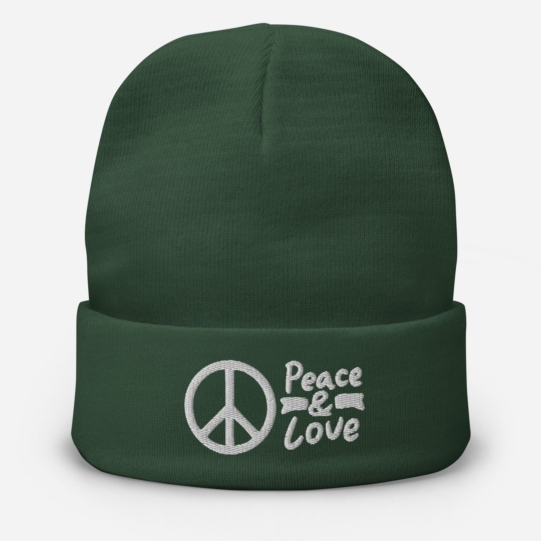 『4年保証』 Beanie Embroidered - Beanie Sign Peace Hat Sign Peace a With 帽子