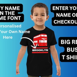 Bus Shirt Personalised Children’s  Birthday Christmas Bus  tee -Fully  Customizable with  your own Child&#39;s Name