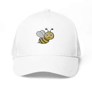 Embroidered Bee Hat - Unisex Classic Style unique Cotton Cap UK - Bee Embroidery Design on Baseball Cap - Great Gift for him & her