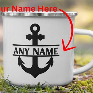Personalised Sailor Name Enamel Mug - Nautical Personalized Maritime Cup - Gift for  Sailors & Sea Lovers - Durable Unique Boating Cup