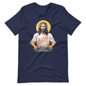 Funny Jesus DJ T-Shirt, Christian Humor Apparel, Religious Party Tee, Gospel Music Lover Gift, Humorous Faith Clothing, Church Fun Wear
