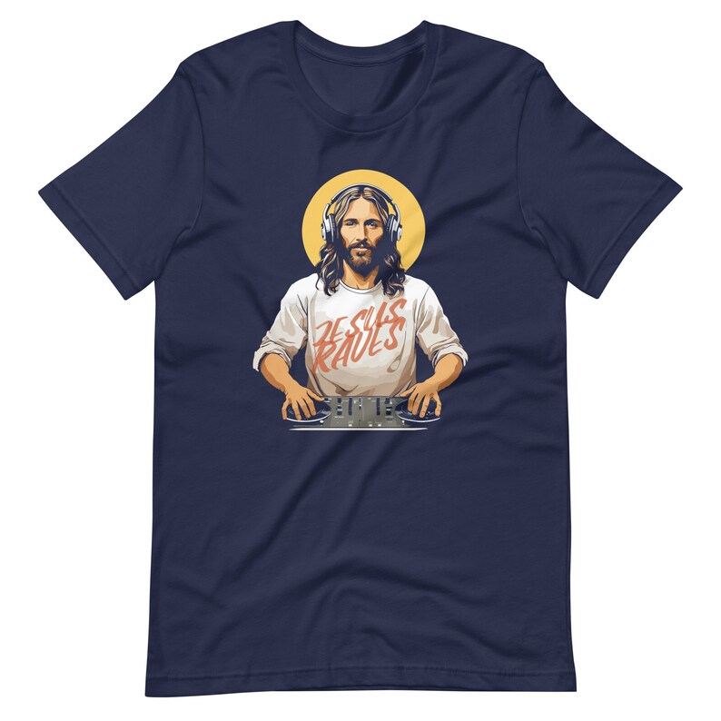 Funny Jesus DJ T-Shirt, Christian Humor Apparel, Religious Party Tee, Gospel Music Lover Gift, Humorous Faith Clothing, Church Fun Wear