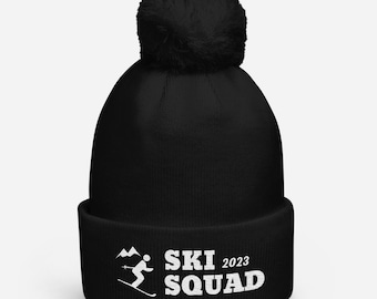Czapka narciarska - Ski Squad 2023 Pom Pom Beanie - Ciepła i stylowa czapka zimowa dla narciarzy i snowboardzistów, idealna na zimowe aktywności