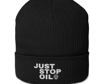 Just Stop Oil Save the Earth Biologische geribbelde muts