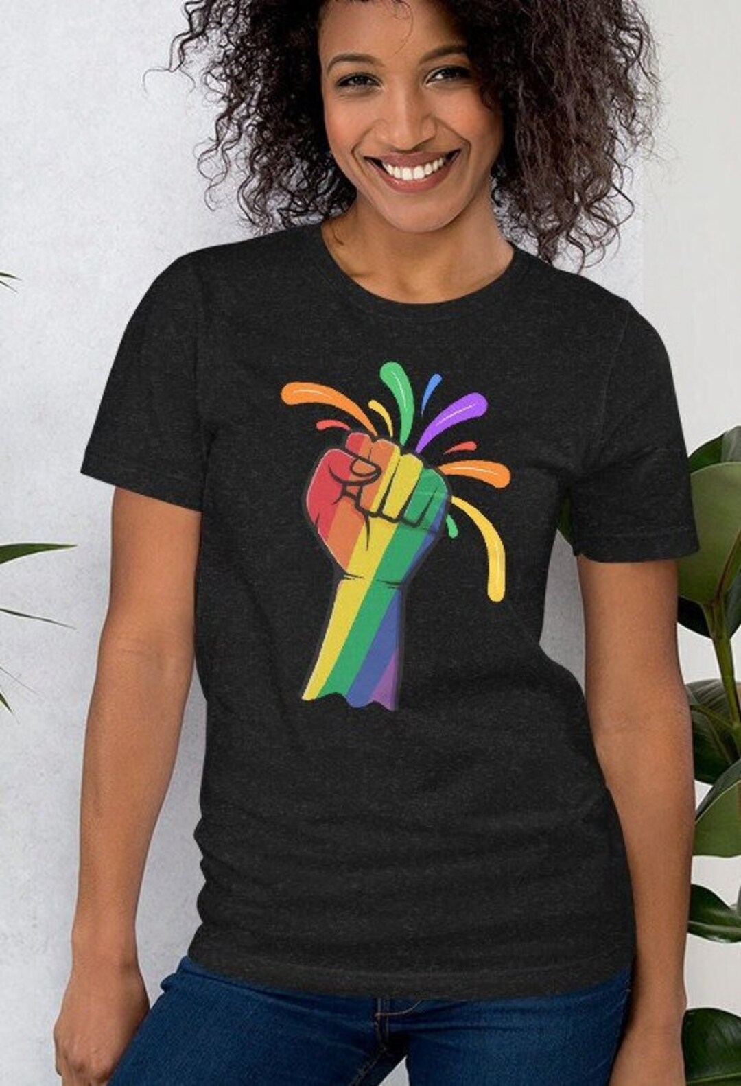 Pride T-shirt - Unisex Rainbow Fist Logo LGBTQ Flag Tee | Gay Pride ...