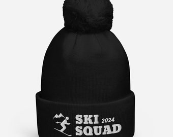 Czapka narciarska - Ski Squad 2024 Pom Pom Beanie - Ciepła i stylowa czapka zimowa dla narciarzy i snowboardzistów, idealna na zimowe aktywności