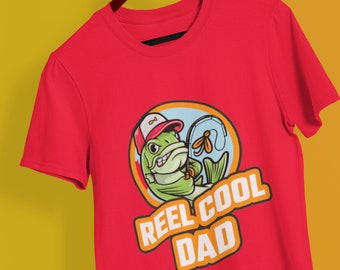 Fishing T shirt - Reel cool dad fishing Funny dad shirt ideal dad joke Birthday , Christmas , Fathers Day funny daddy present