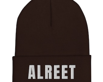 Geordie Gift - 'Alreet' Funny Slogan Embroidered Beanie | Newcastle Slang | Unisex Gift  for Him or Her Christmas or birthday