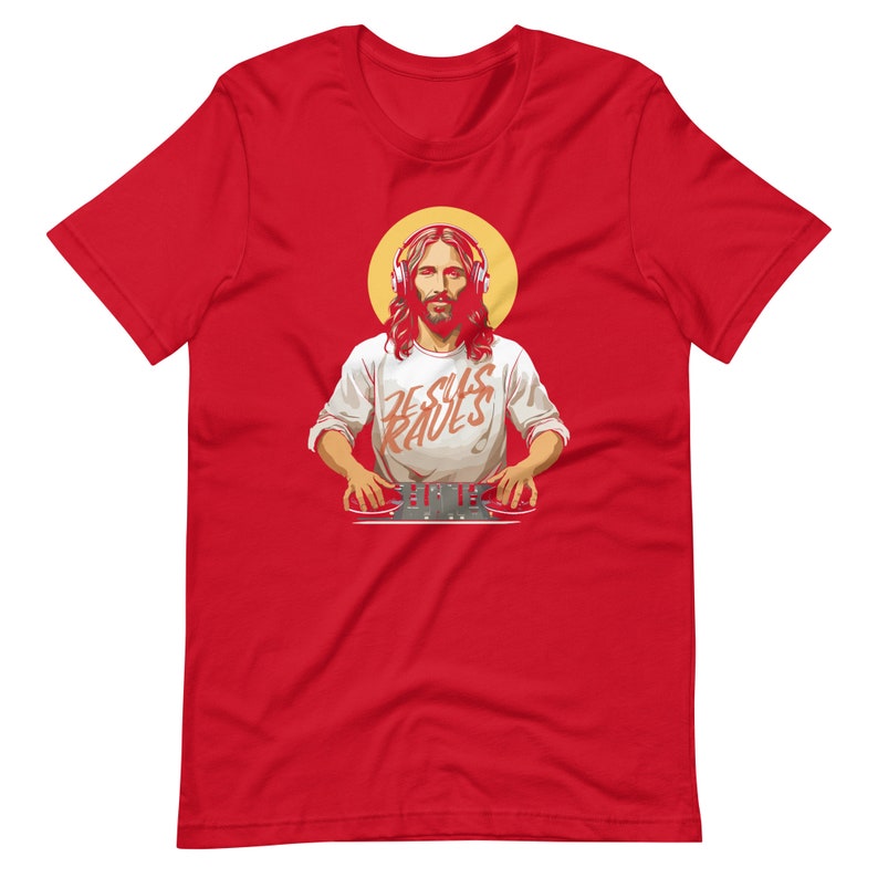 Funny Jesus DJ T-Shirt, Christian Humor Apparel, Religious Party Tee, Gospel Music Lover Gift, Humorous Faith Clothing, Church Fun Wear
