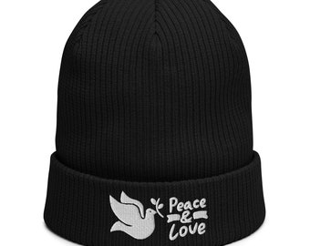 帽子 Peace Embroiderd Beanie Embroidered Peace Sign Beanie: Unisex Knit Winter Hat - Etsy