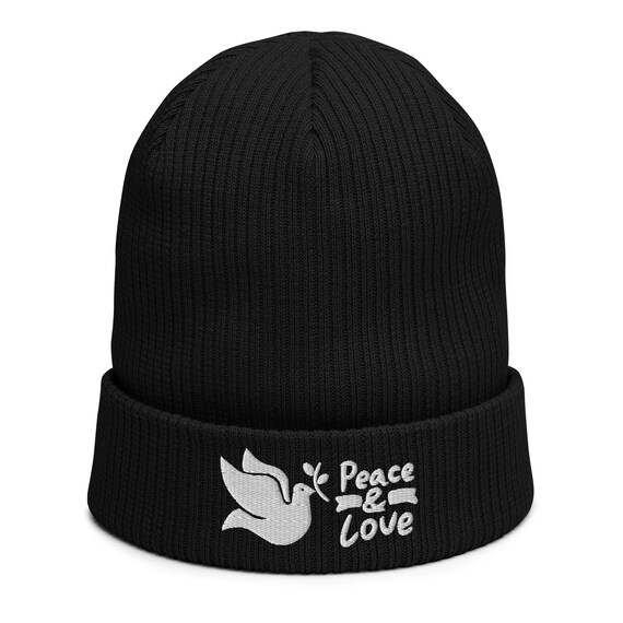 Peace Sign Beanie - Embroidered Beanie Hat With a Peace Dove  display picture 1
