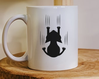 Funny Slipping Black Cat Mug: Cat Lover Gift