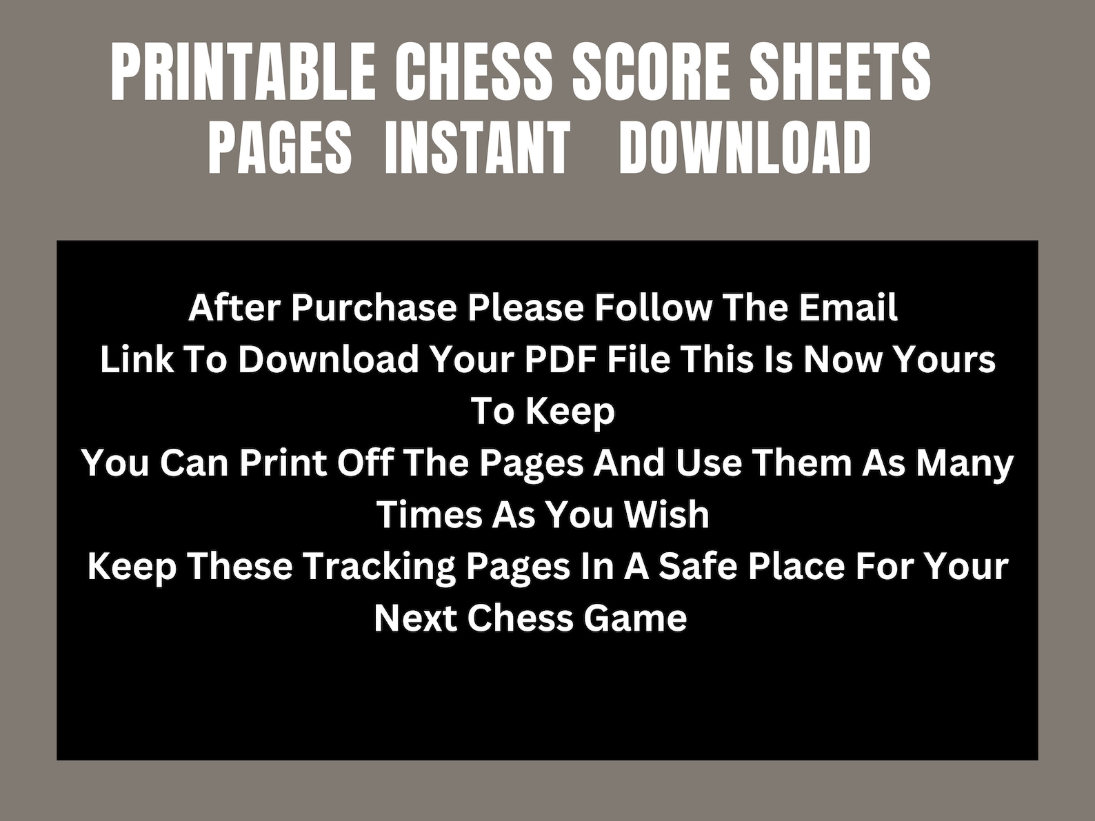 Chess Printable Score Sheets Instant Download PDF or JPEG 10 Sheets ...