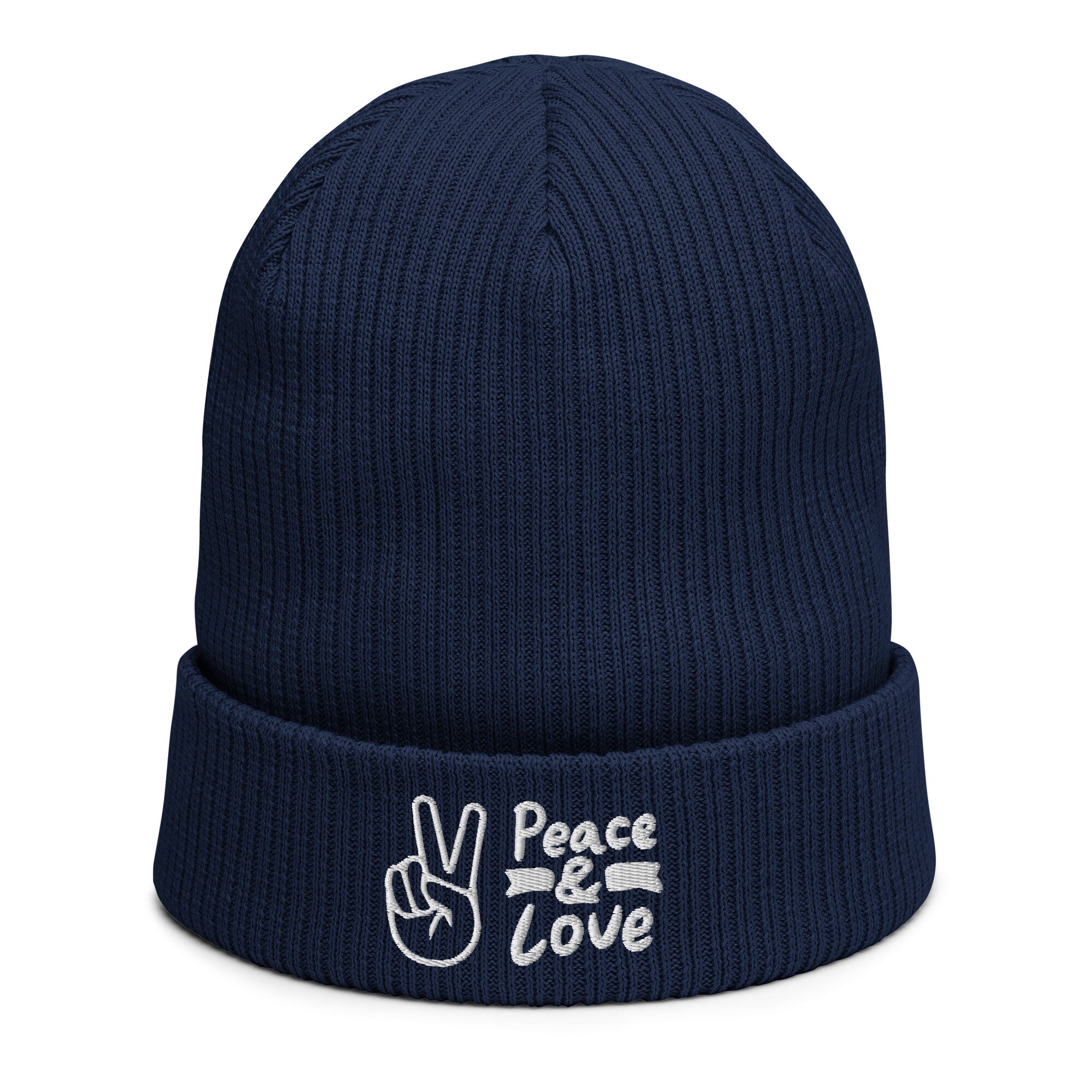Peace Sign Beanie - Embroidered Beanie Hat With a Peace Sign - a
