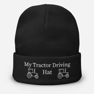 Tractor Gift - My Tractor Driving Embroidered Beanie, Ideal Present for Farmers & Agricultural Enthusiasts