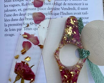 El romántico conjunto de marcapáginas y anillo de lectura en rosa y rojo es el regalo de Navidad ideal para los amantes de la lectura.