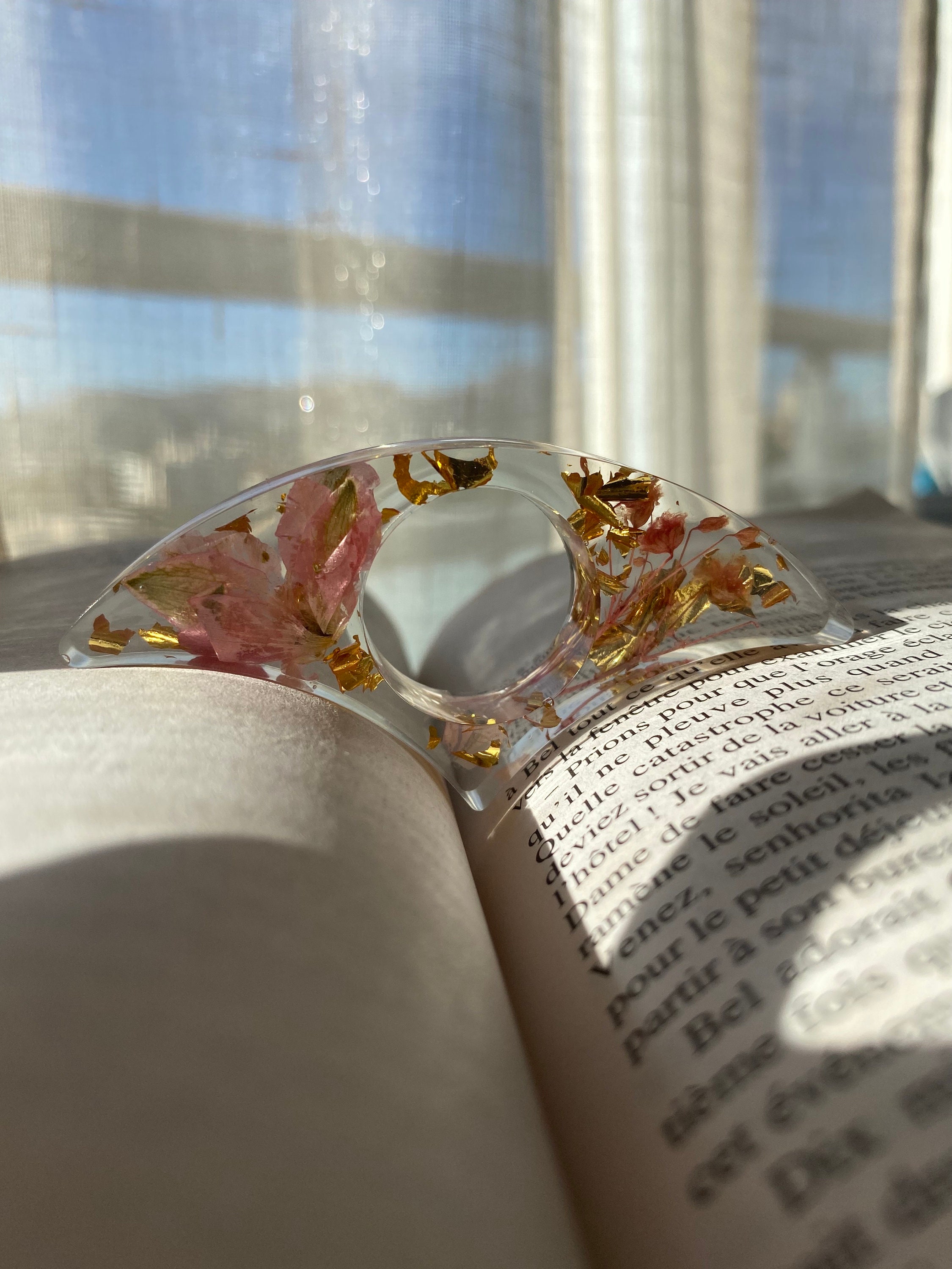 Bague En Résine Brun-orangée - Taille 55, Jamais Portée, Reflets Changeants