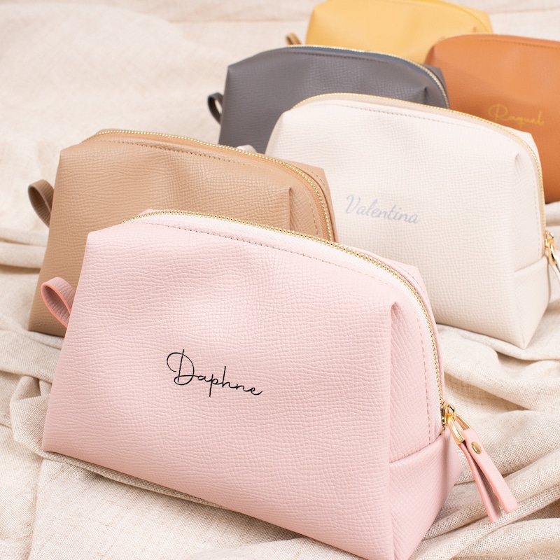 Damentasche personalisiert, Schminktasche mit Handgelenk, Monogrammtasche, Initialentasche, personalisierte Kulturtasche, Dopp Kit für Frauen, Kosmetik organizer