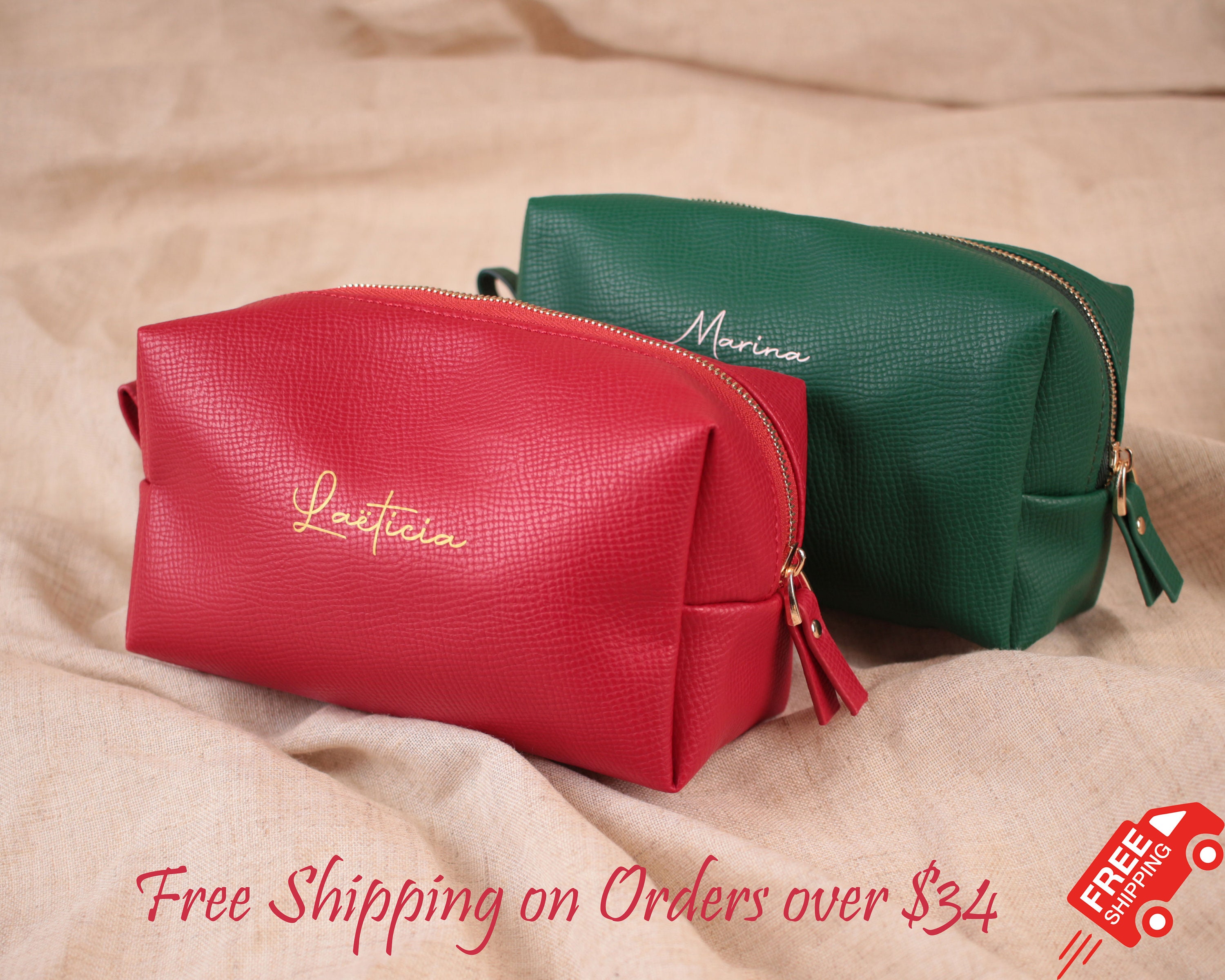 Bridesmaid Makeup Bag, Personalized Cosmetic Pouch for Your Bridesmaid Proposal Gift Box and Bachelorette Party