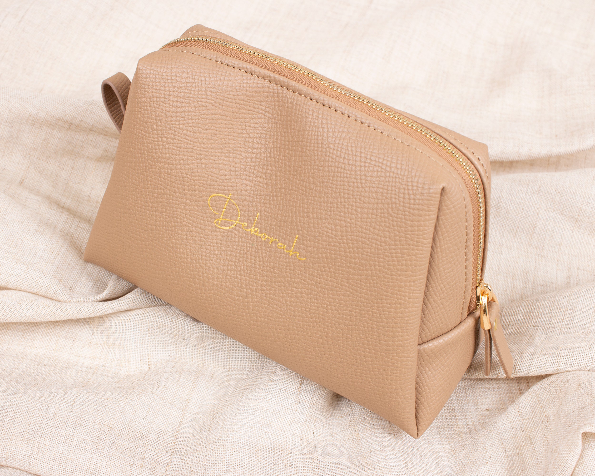 Damentasche personalisiert, Schminktasche mit Handgelenk, Monogrammtasche, Initialentasche, personalisierte Kulturtasche, Dopp Kit für Frauen, Kosmetik organizer