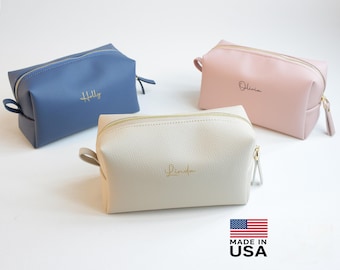 Personalized Bridesmaid Squad Makeup Bag | Bachelorette Party Clutch Gift