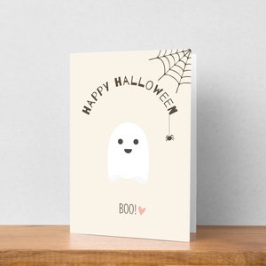 Printable Halloween Card, Happy Halloween Greeting Card, Halloween Card Digital Print Boo image 1