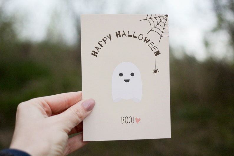 Printable Halloween Card, Happy Halloween Greeting Card, Halloween Card Digital Print Boo image 2