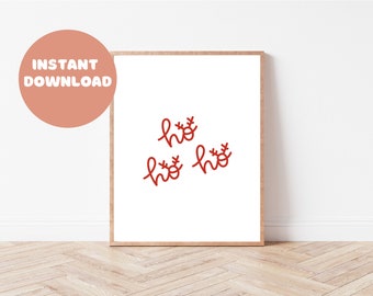 Ho Ho Ho Print, Christmas Printable Art, Christmas Print Kids, Christmas Wall Decor