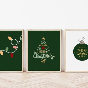 Christmas 12 Printables Gallery Wall Art Set, Minimalist Xmas Art ...