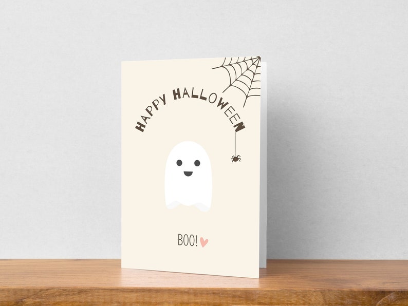 Printable Halloween Card, Happy Halloween Greeting Card, Halloween Card Digital Print Boo image 1