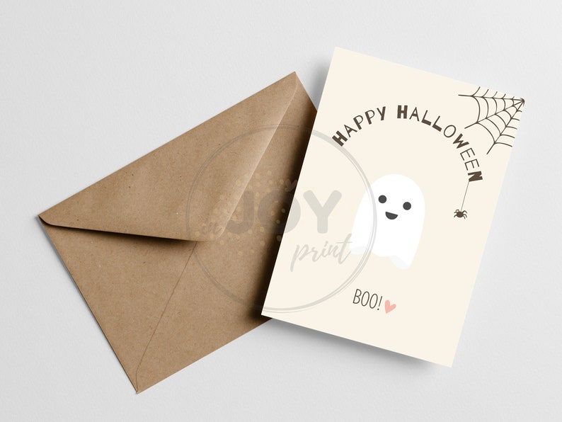 Printable Halloween Card, Happy Halloween Greeting Card, Halloween Card Digital Print Boo image 3
