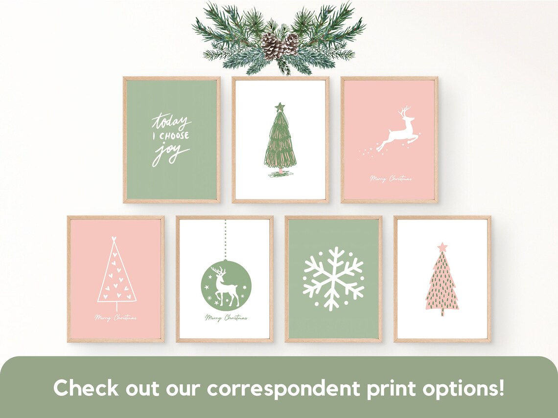 Christmas 12 Printables Gallery Wall Art Set, Minimalist Xmas Art ...