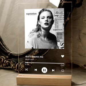 Placa de música personalizada de Spotify, canción acrílica con foto,  cubierta de álbum de fotos personalizada, código escaneable, lámpara de luz