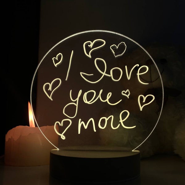 Lampe de nuit inscriptible, tableau de notes lumineux à LED, veilleuse romantique, plaque de message lumineuse, cadeau pour les couples, planificateur, cadeau d'anniversaire unique