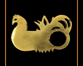 Henne RARE Polierte Bronze Brosche Pin 117