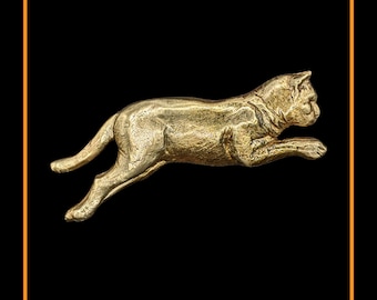Katze Polierte Bronze Brosche 110