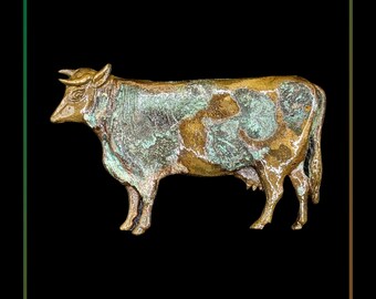 Kuh Brosche Bronze angelaufen 109