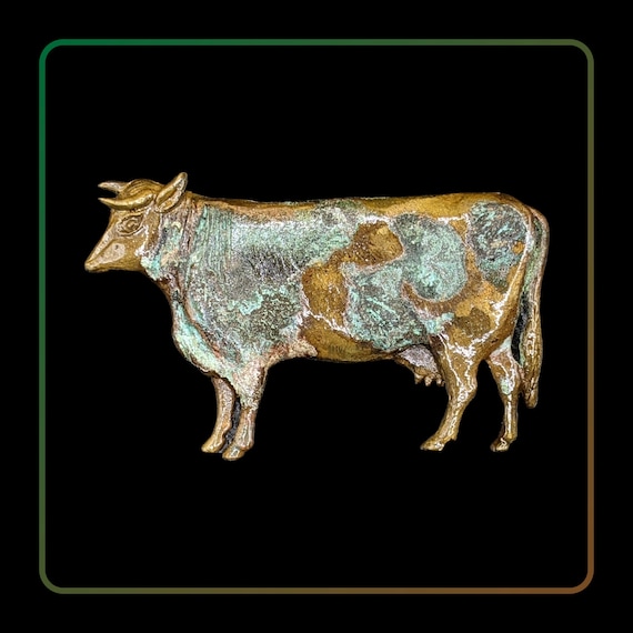 Cow Brooch Bronze Tarnished 109